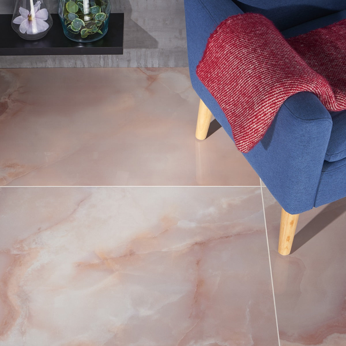 Jewel Onyx Coral Pink 24x48 Polished Porcelain Tile by Lux Tile