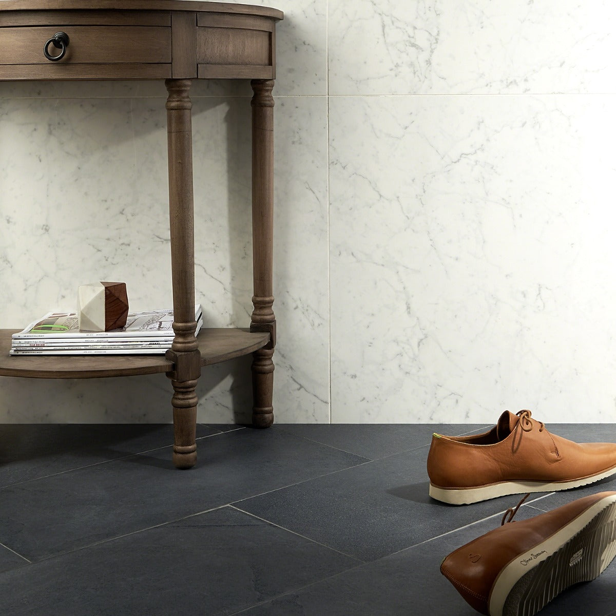 Fordham Nero Black Matte Porcelain Tile 12x24 - Durable Stone Look
