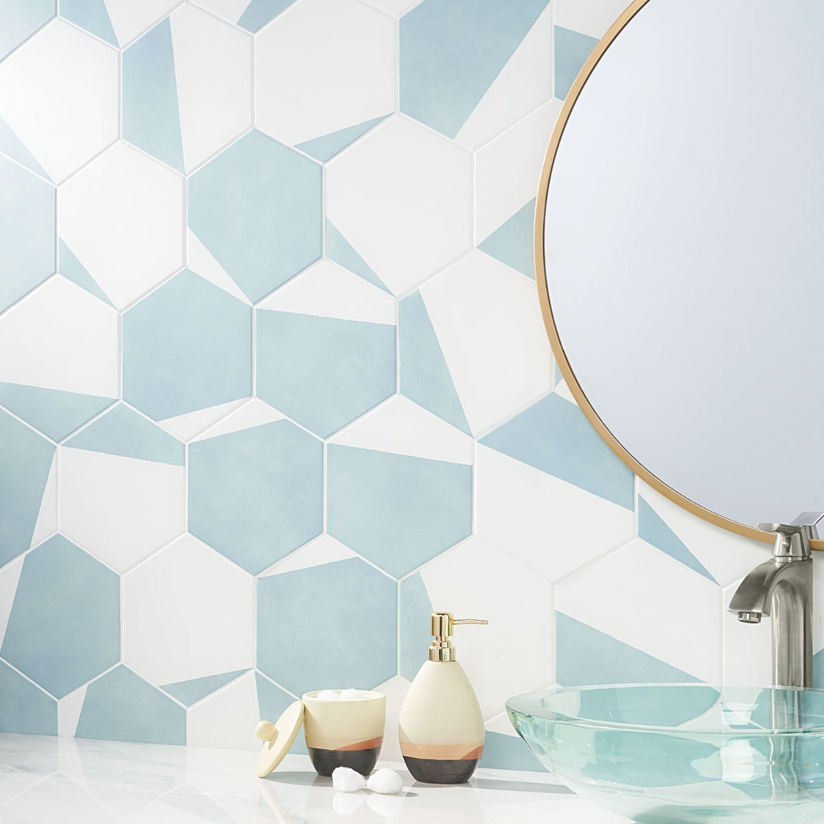 HexArt Pop Turquoise 8" Hexagon Matte Porcelain Tile - Lux Tile