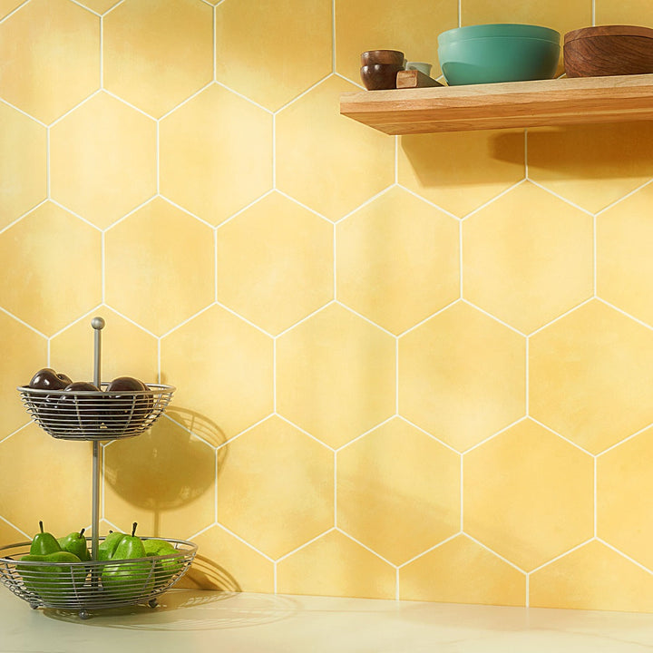 HexArt Yellow 8" Hexagon Matte Porcelain Tile by Lux Tile