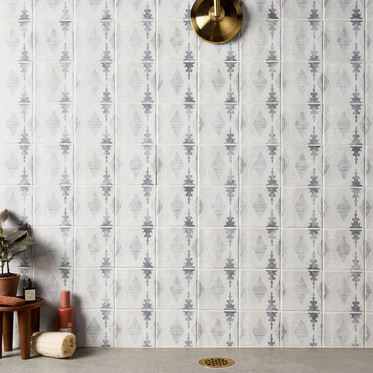 Talia Aztec Blue Gray 5x5 Matte Ceramic Tile by Paula Purroy