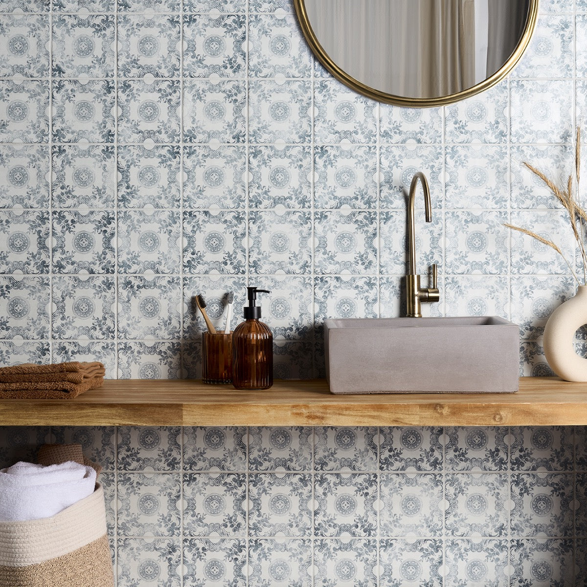 Talia Cala Blue 5x5 Matte Ceramic Tile by Paula Purroy