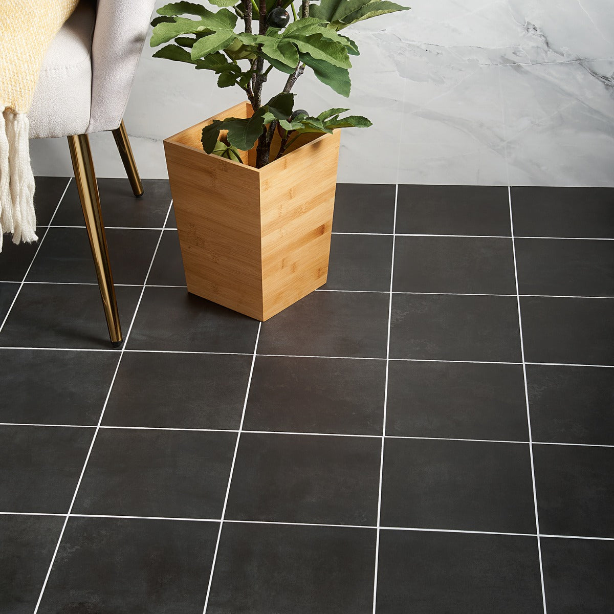 Elizabeth Sutton Charcoal Black Matte Porcelain Tile 8x8