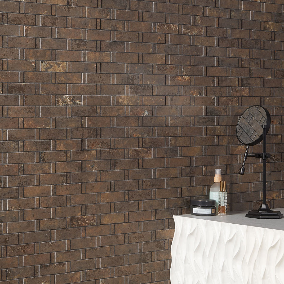 Portrait Copper Weave Matte Porcelain Mosaic Tile - Lux Tile
