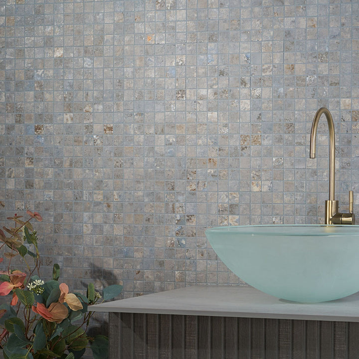 Tilebar Portrait Ocean Blue 1x1 Matte Porcelain Mosaic Tile