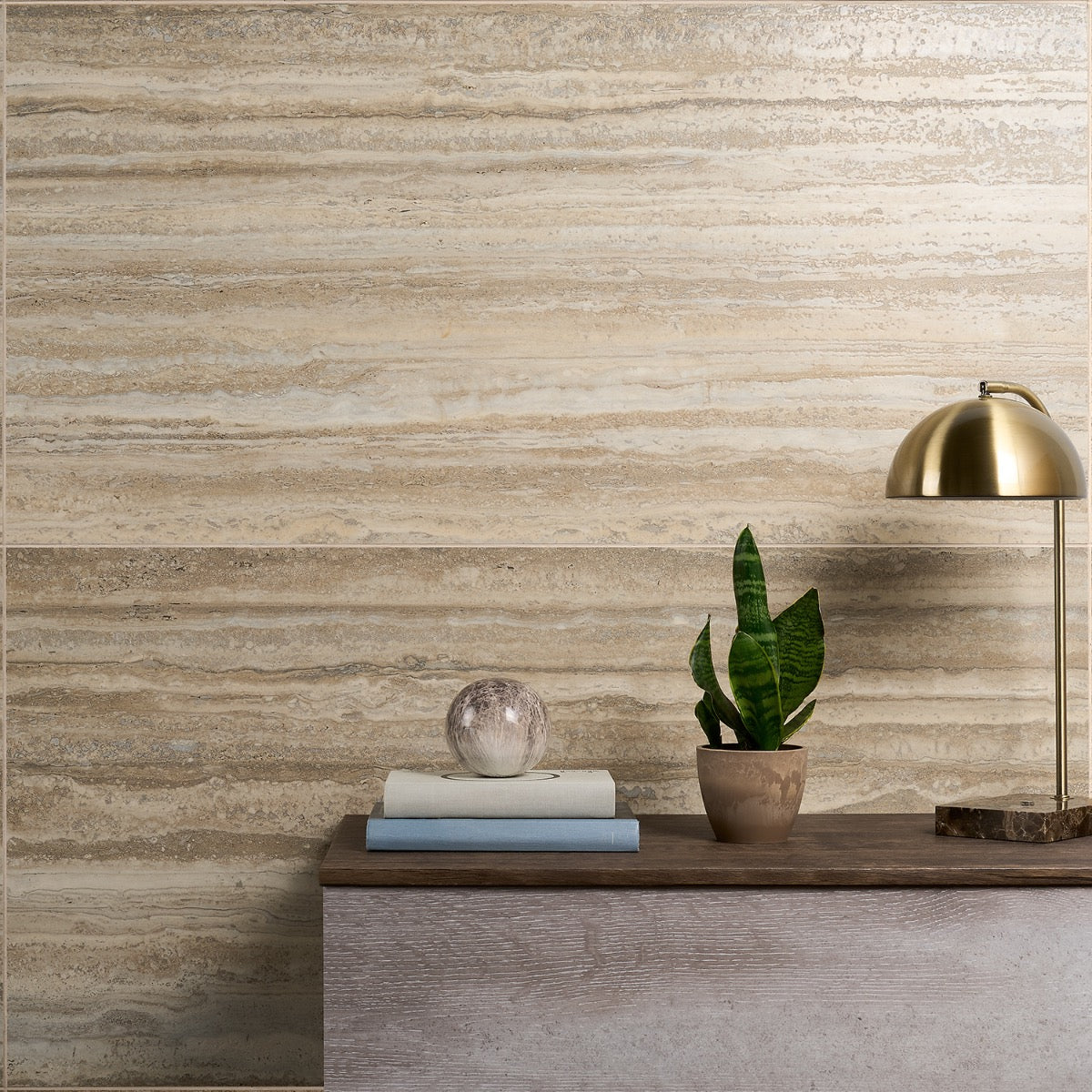 Romani Travertine Hazelnut Beige 24x48 Satin Porcelain Tile - Lux Tile