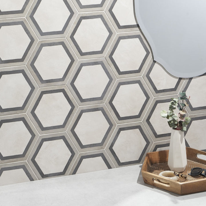 Ava Deco Sabbia Charcoal Gray 8" Hexagon Matte Porcelain Tile