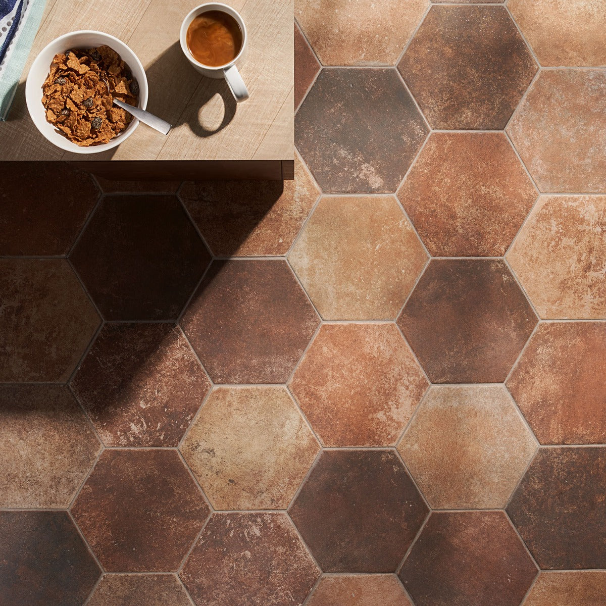 Lux Tile Terra Pompeii Marron 8" Hexagon Matte Porcelain Tile