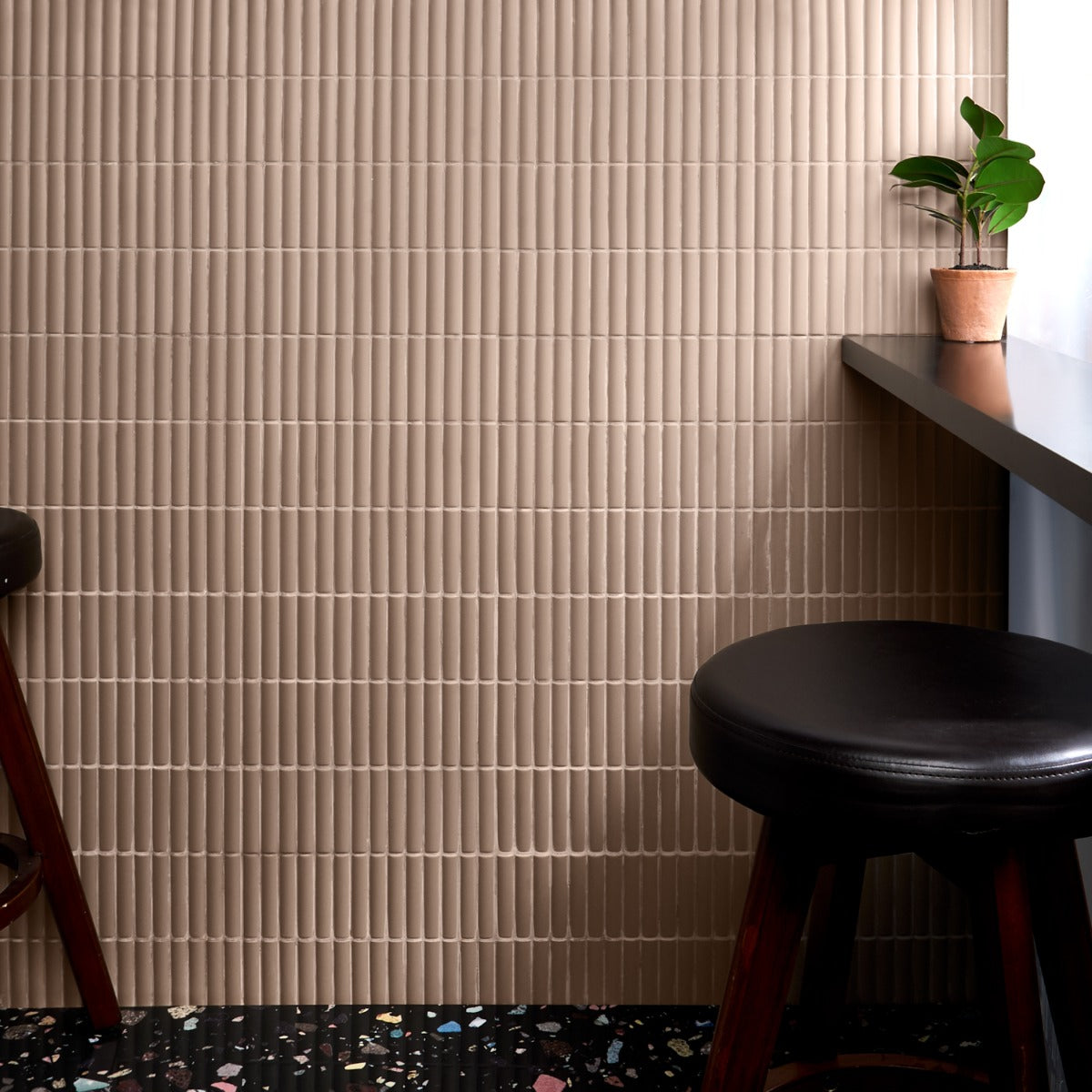 Roller Ribbed Taupe 4x12 3D Matte Ceramic Tile - Lux Tile