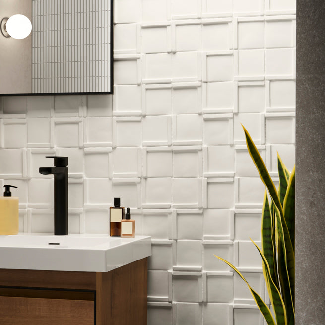Roller Cross White 4x4 Handmade Matte Ceramic Tile - Lux Tile