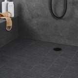 Era Charcoal Black 1x6 Stacked Matte Porcelain Mosaic Tile - Durable Limestone Look