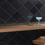 Zeal Gunmetal Gray Arabesque Polished Porcelain Tile - Lux Tile