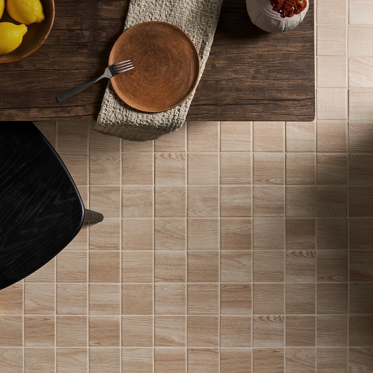 Morocco Oak Beige 4x4 Matte Porcelain Tile - Durable Wood-Look Design