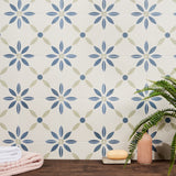 Lapaz White Flower 9x9 Matte Porcelain Tile - Mediterranean Design