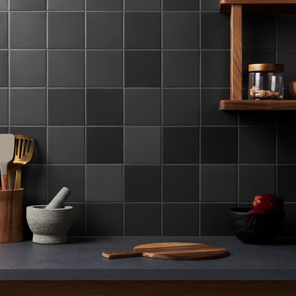Born Charcoal Gray 5x5 Matte Porcelain Tile - Lux Tile