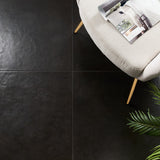Rethink Leather Black 24x24 Matte Porcelain Tile by Lux Tile