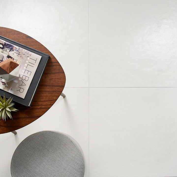 Rethink Plaster White Matte Porcelain Tile - 24x24, Made in Italy