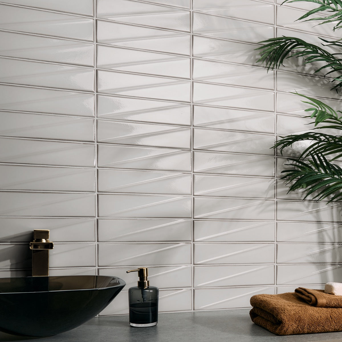 Axelle Ice White 3x12 3D Glossy Ceramic Subway Tile - Lux Tile