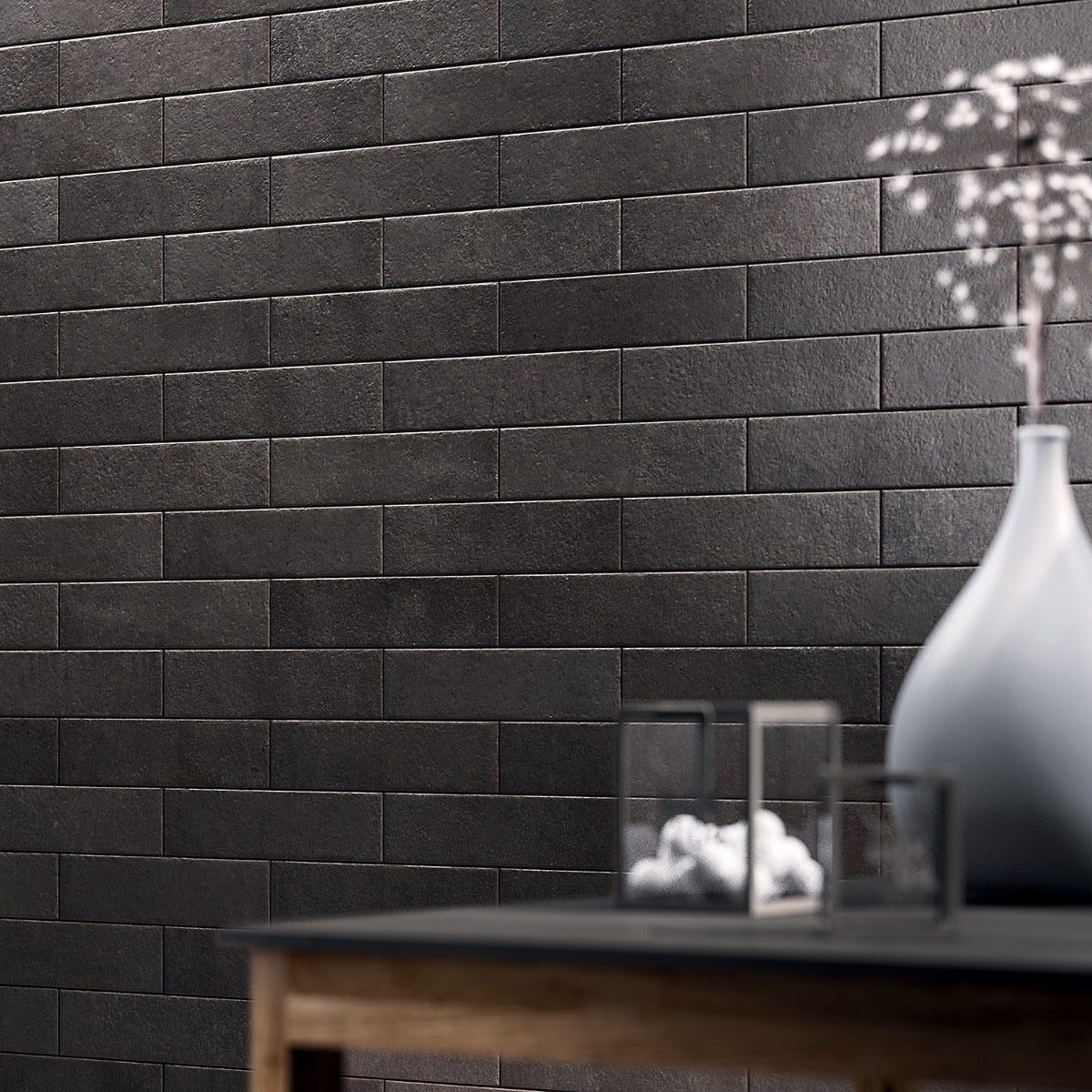 Brick Urbana Nero Black Matte Porcelain Subway Tile 3x12