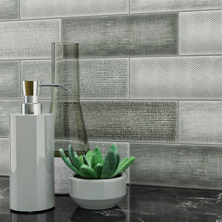 Splendor Gray 4x12 Polished Ceramic Subway Tile - Tilebar