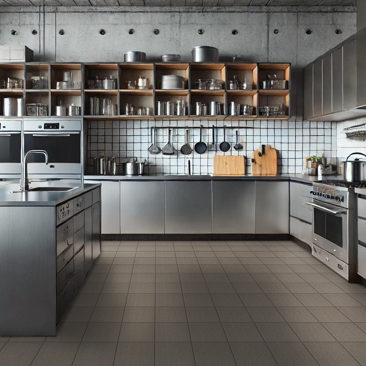 Elemental Pewter Brown 6x6 Ceramic Quarry Tile - Durable and Eco-Friendly