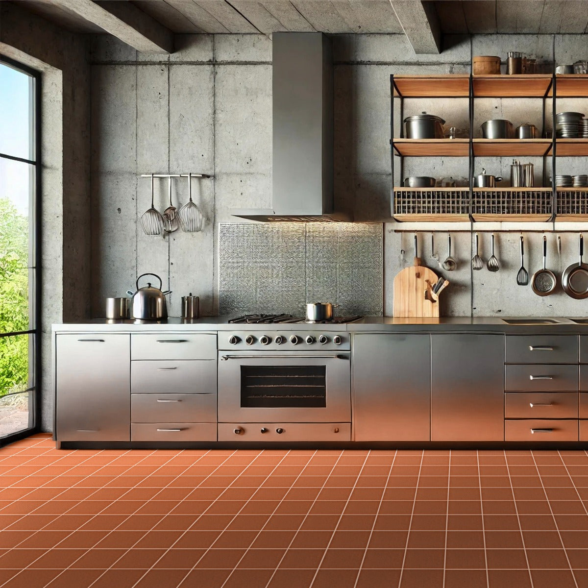 Elemental Ironspot Red 6x6 Ceramic Quarry Tile - Durable & Eco-Friendly