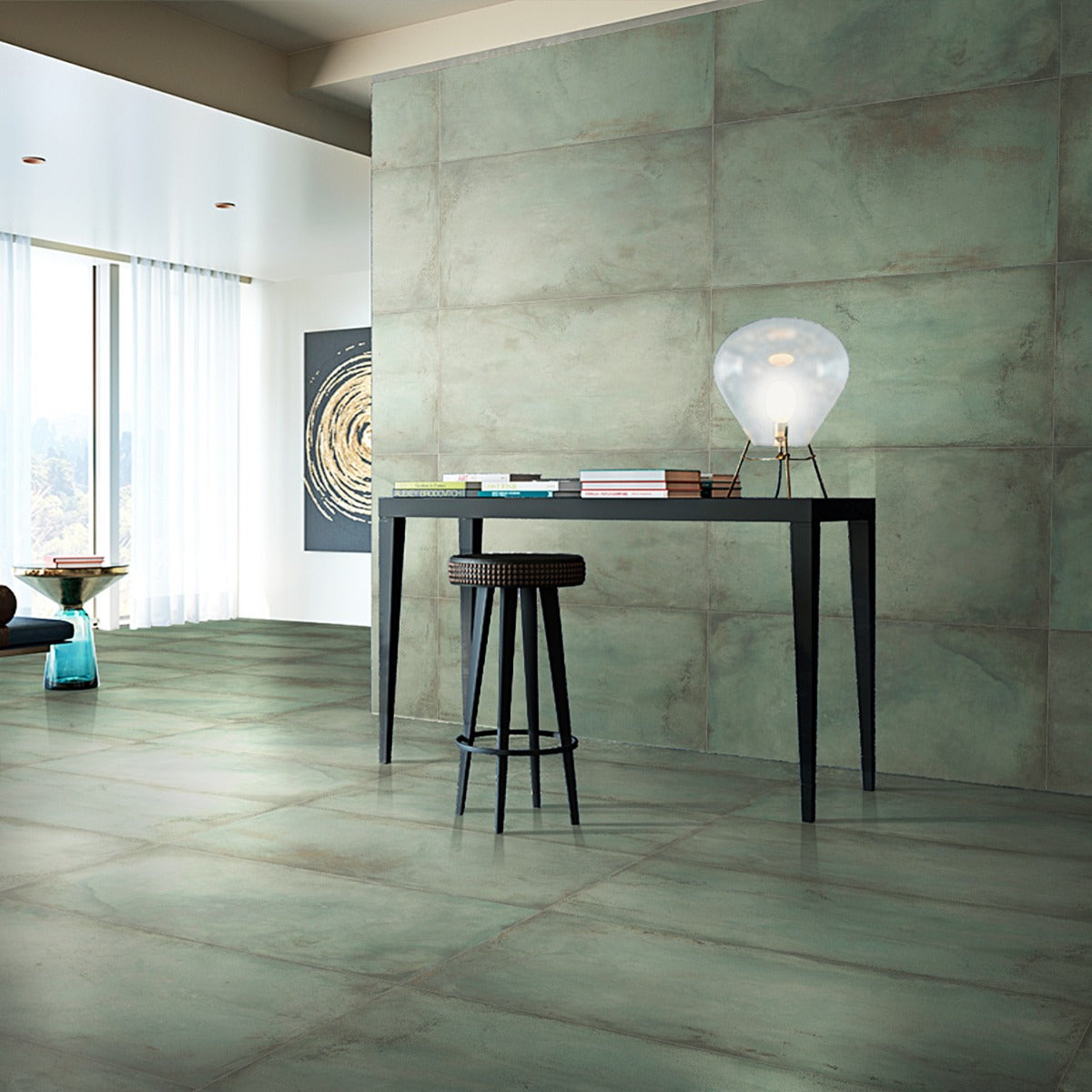 Angela Harris Flatiron Aquamarine 24x48 Semi-Polished Porcelain Tile