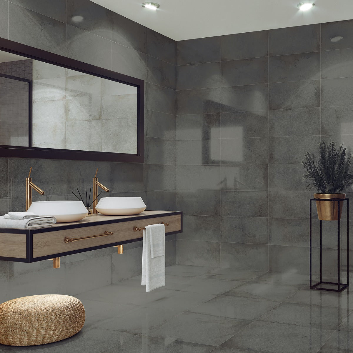 Angela Harris Flatiron Graphite Gray 12x24 Semi-Polished Porcelain Tile