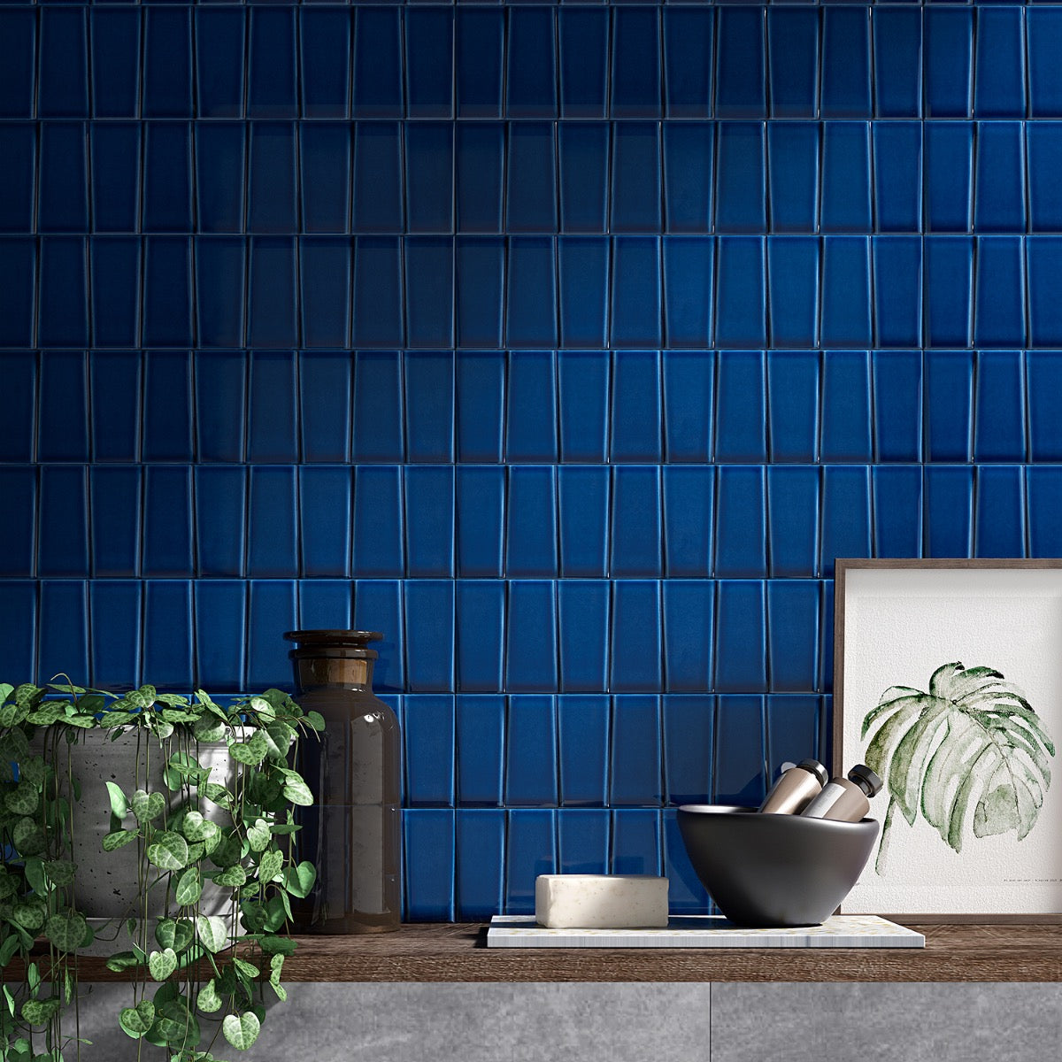 Colorplay Steps Nautical Blue 4.5x18 Crackled Glossy Ceramic Tile