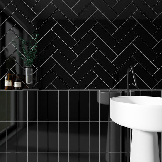 Park Hill Black 4x12 Polished Porcelain Subway Tile