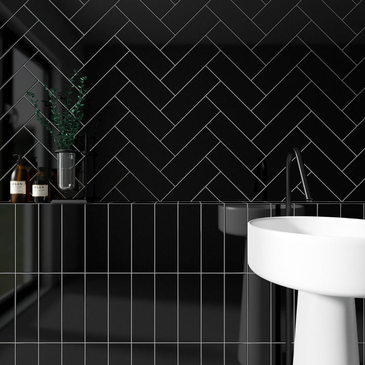 Park Hill Black 4x12 Polished Porcelain Subway Tile