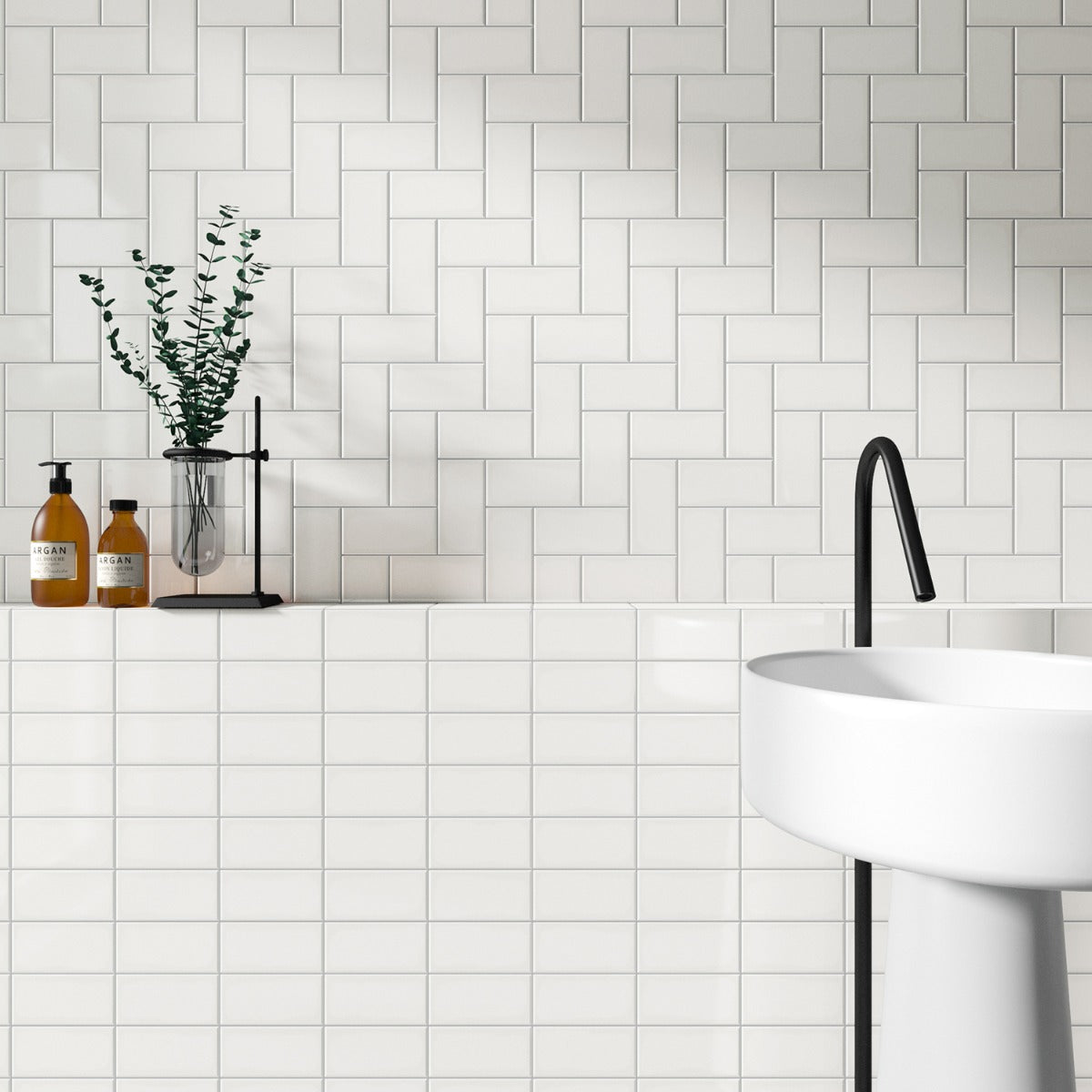 Park Hill White 3x6 Polished Porcelain Subway Tile for Kitchen and Bathroom