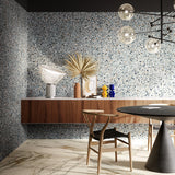 Chips Macro Azur Blue 8x8 Matte Porcelain Tile - Terrazzo Look
