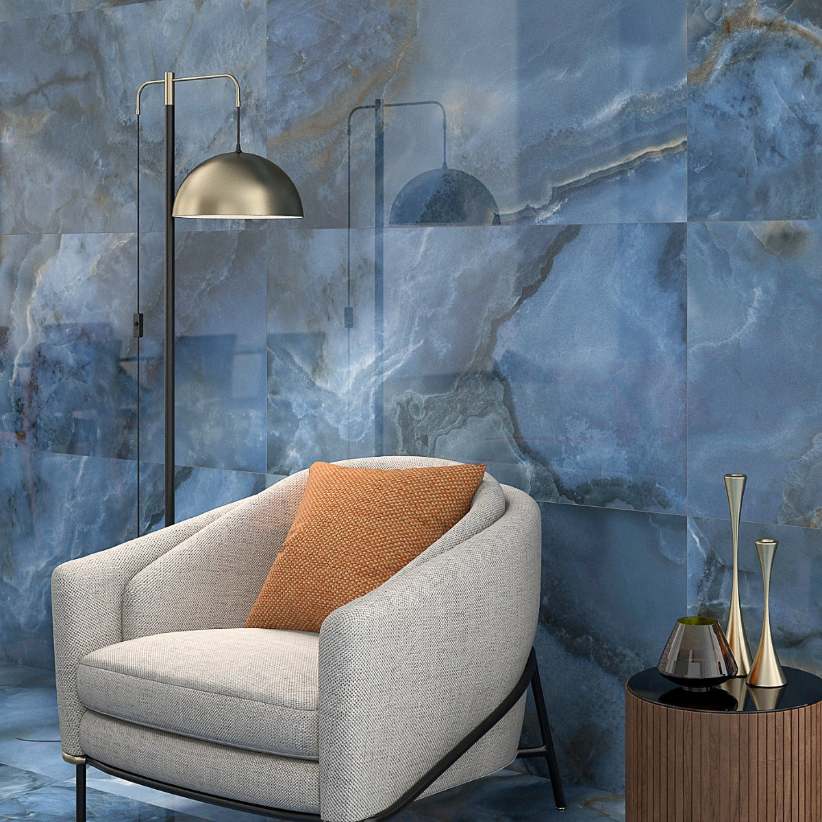 Jewel Onyx Blue 24x48 Polished Porcelain Tile by Lux Tile