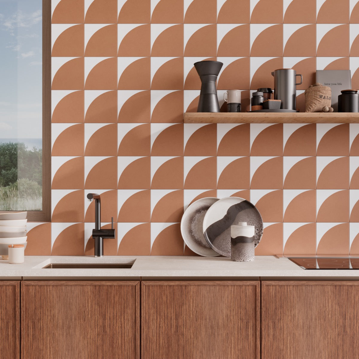 Stacy Garcia Maddox Deco Terracotta 8x8 Matte Porcelain Tile