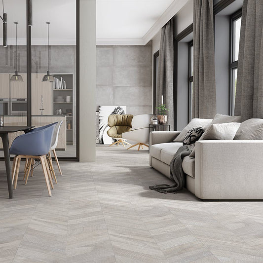 Kenridge Chevron Gray 24x48 Matte Porcelain Tile - Lux Tile