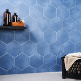 HexArt Azul Blue 8" Hexagon Matte Porcelain Tile - Lux Tile