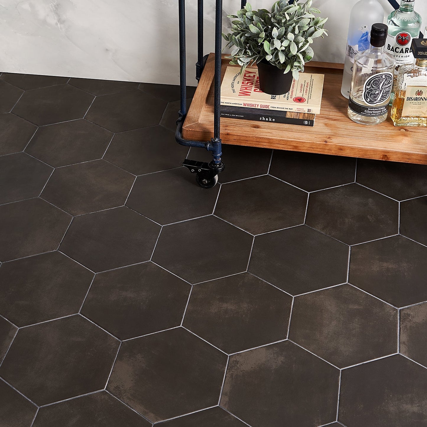 HexArt Nero Black 8" Hexagon Matte Porcelain Tile by Lux Tile