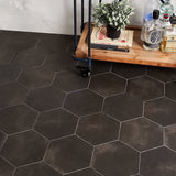 HexArt Nero Black 8" Hexagon Matte Porcelain Tile by Lux Tile