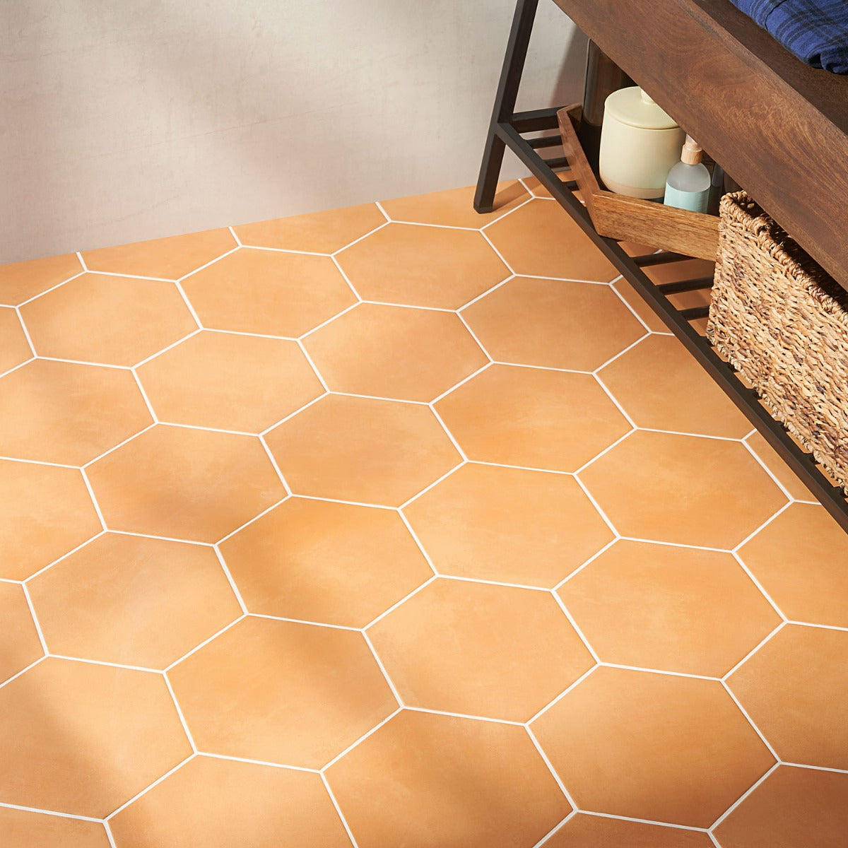 HexArt Orange 8" Hexagon Matte Porcelain Tile - Lux Tile