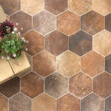 Lux Tile Terra Pompeii Marron 8" Hexagon Matte Porcelain Tile