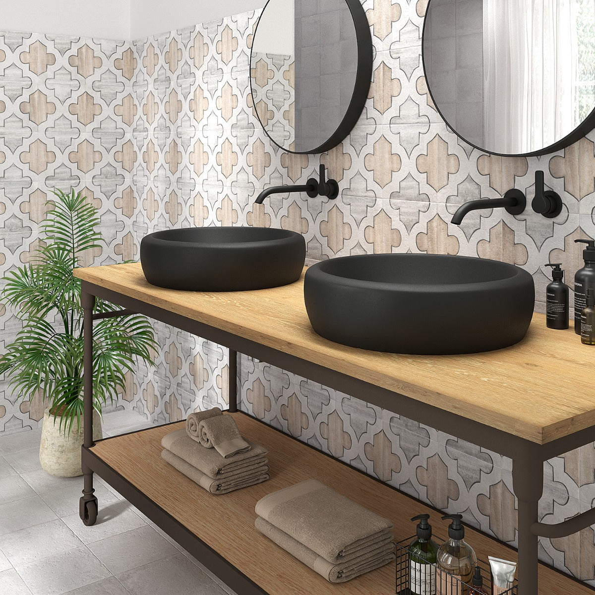 Alesso Deco Picos Beige 8x8 Matte Porcelain Tile - Lux Tile