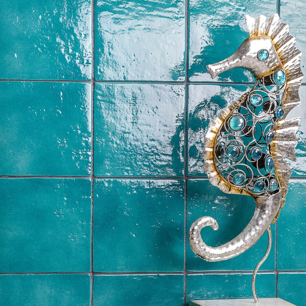 Cavallo Fiji Blue 7x7 Glossy Porcelain Tile - Lux Tile