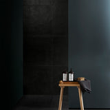 Rethink Leather Black 24x24 Matte Porcelain Tile by Lux Tile