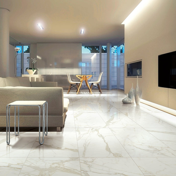 Versilia Calacatta Oro Polished Porcelain Tile 12x24 - Lux Tile