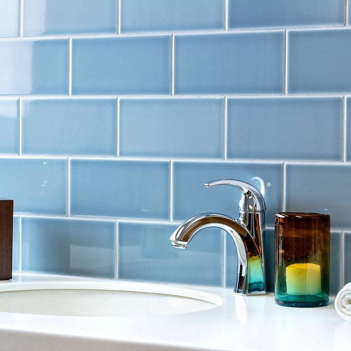 Vector Azul Blue 4x8 Polished Ceramic Subway Wall Tile