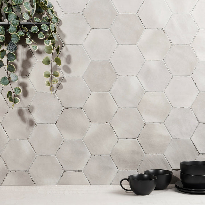 Sasha Hex Taupe Beige 6" Hexagon Matte Porcelain Tile