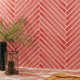 Carolina Coral Pink 2x20 Polished Ceramic Wall Tile by Lux Tile