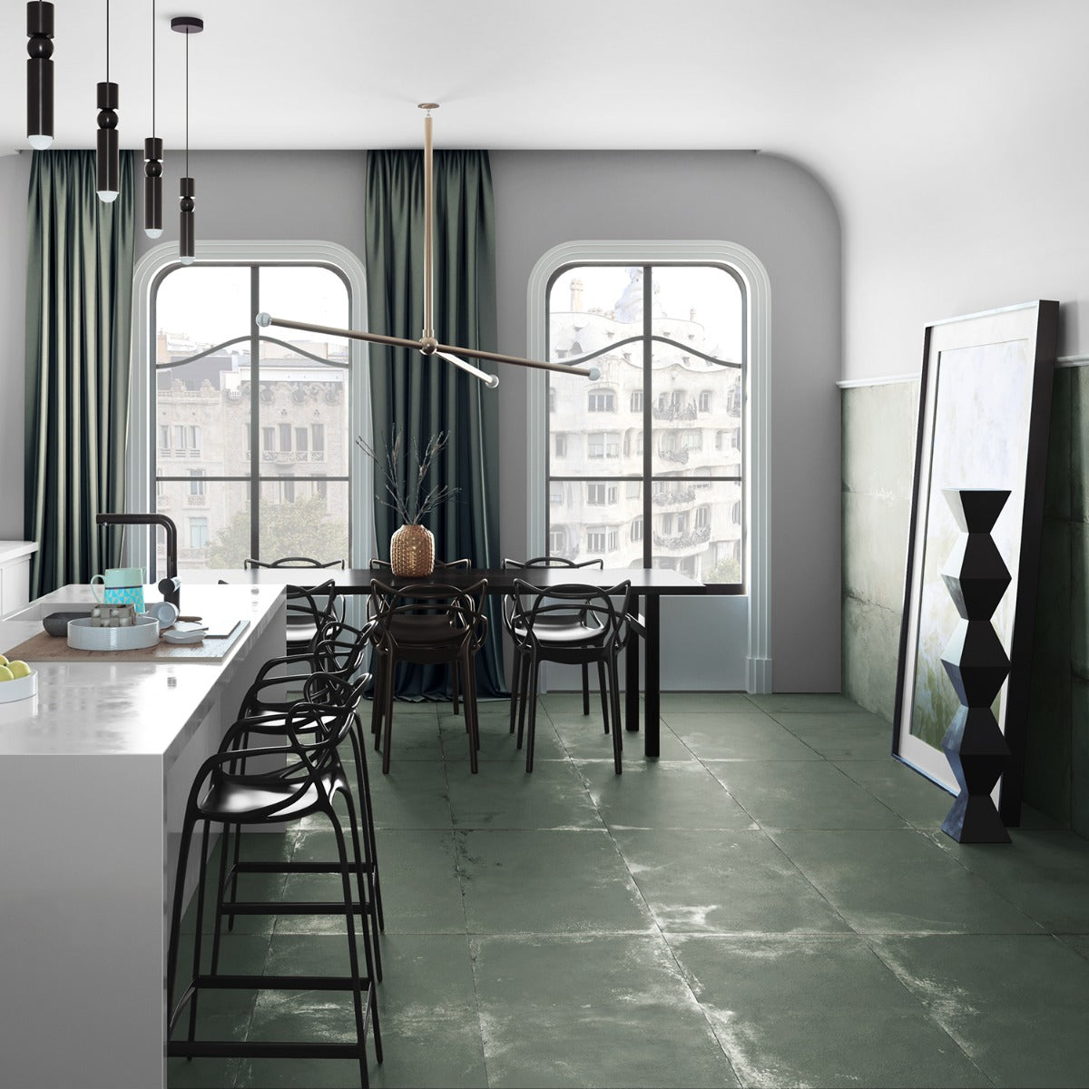 Angela Harris Flatiron Aquamarine Matte Porcelain Tile 24x48
