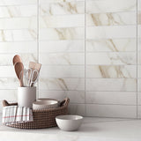 Amalfi Calacatta Matte Ceramic Subway Tile 3x12 - Lux Tile